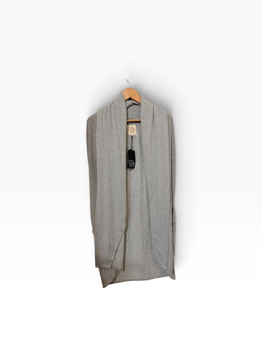 Chaser Light Gray Open Front Sweater duster Cardigan size small new with tags